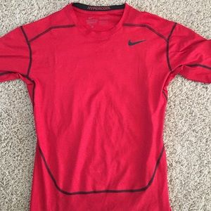Red Nike Hypercool Dri-Fit fitted shirt